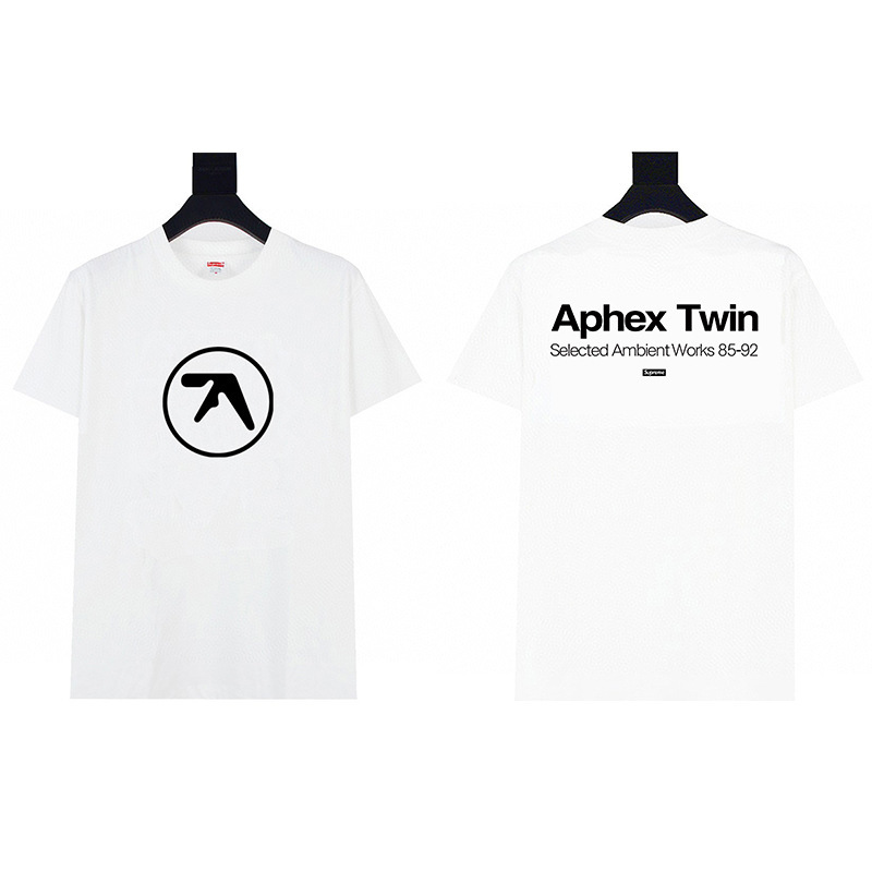 ヘビーウェイトクロスボーダー アメリカンファッション Supreme レタープリント Tシャツ BOX ラウンドネック 半袖 メンズ レディース ゆったり カジュアル Tシャツ 男女兼用|undefined
