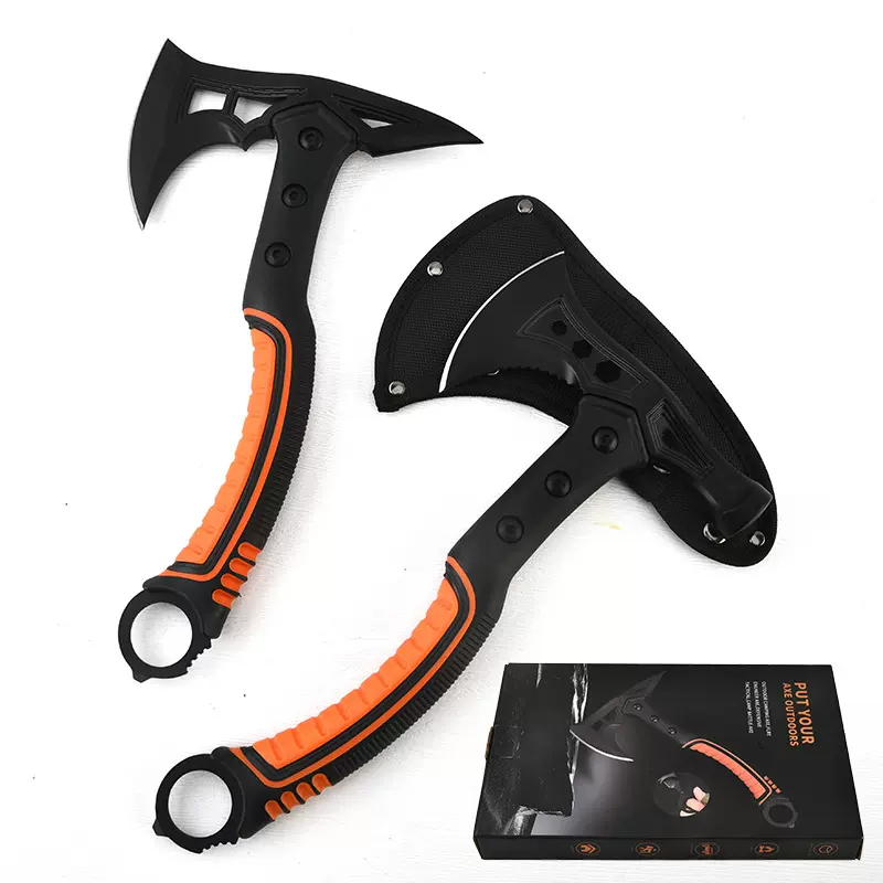 多功能斧头户外野营战术装备求生车载工具消防斧子便携弯柄露营斧