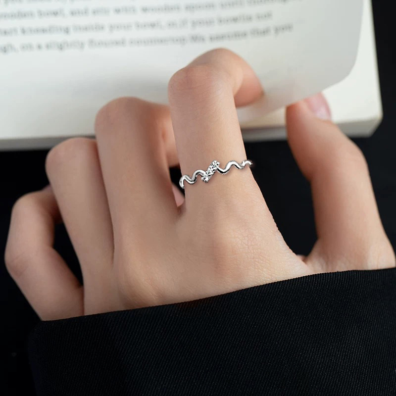 Diamond-studded Wave Ring Open Ended Adjustable Designer Ring_voghion.com
