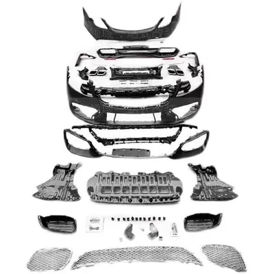 Suitable for Mercedes-Benz S-Class W222 modified with AMG S65L body kit, front bumper, grille, side skirts, headlights, taillights, rear lip, and exhaust tips (Big Surrounded) - 18-20-model-s-class-s65-full-body-kit-primer