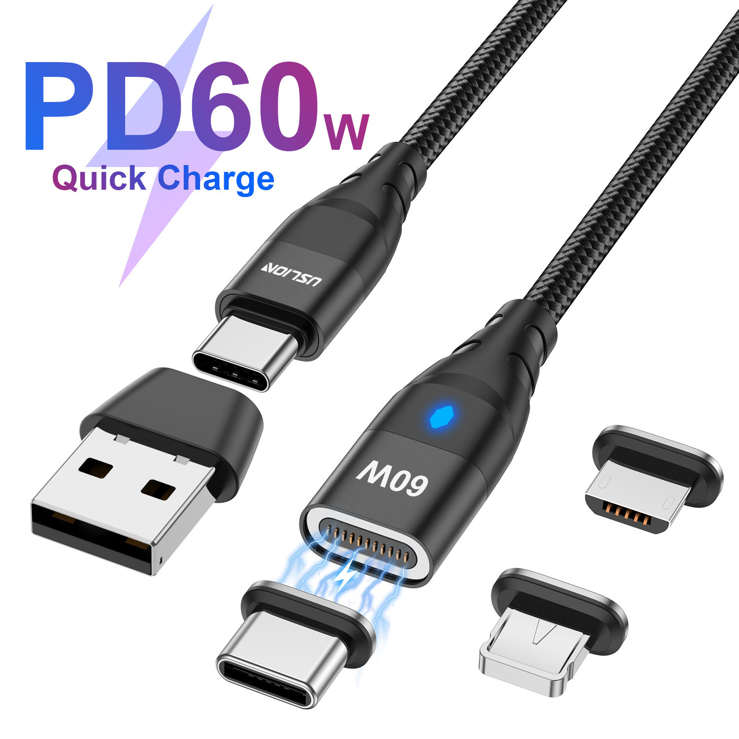 Cavo PD60w, cavo dati magnetico di ricarica rapida per laptop 6 in 1_voghion.com