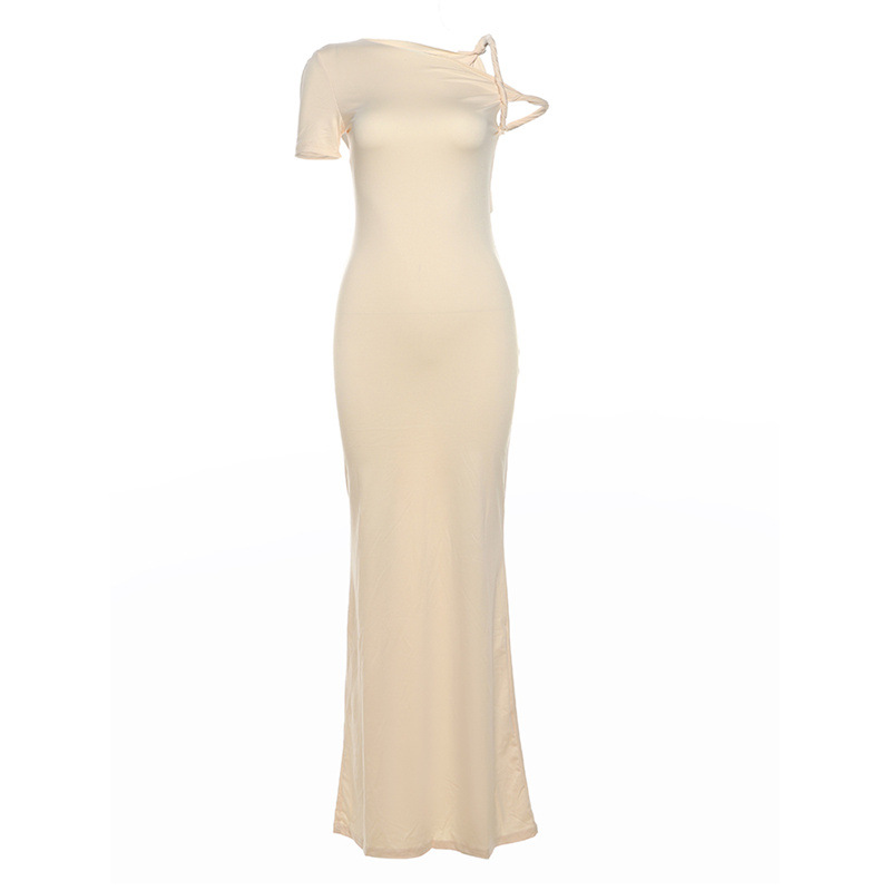 Women's Summer Slim Fit Short-Sleeve Solid Color Bodycon Dress
