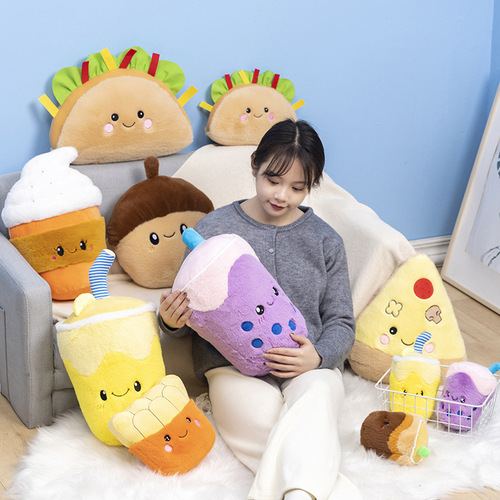 Hugely popular item replica snack French fries pizza pillow for girls creative birthday gift food plush toy