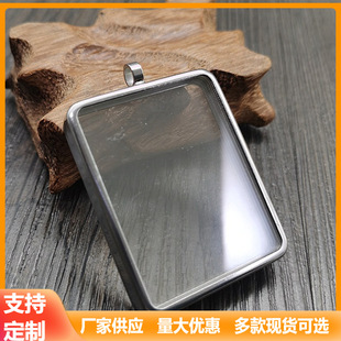 Titanium Steel Double-sided Transparent Narrow-sided Thangka Box Miniature Small Zaka Black Box Double-sided Hollow Can Pack Two Thangka Paintings