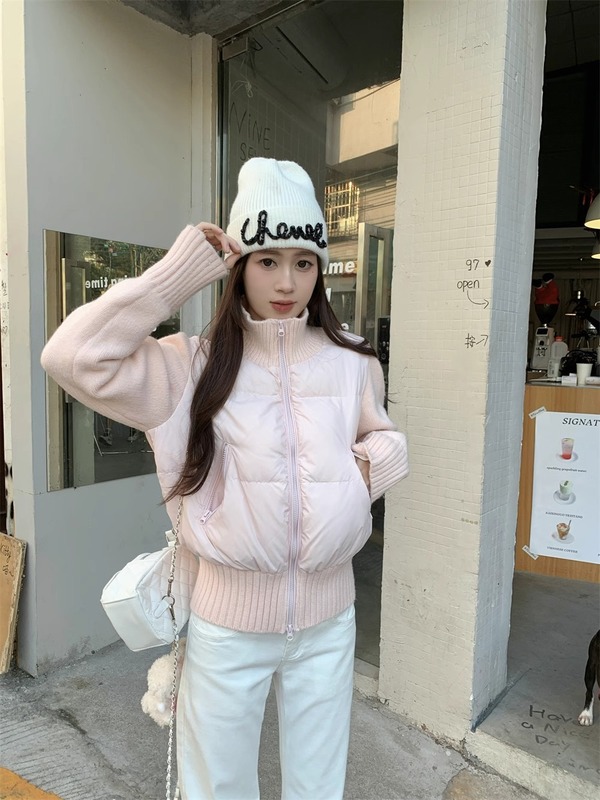 90白鸭绒轻薄高级感新款针织拼接羽绒服女短款修身显瘦小个子外套|undefined