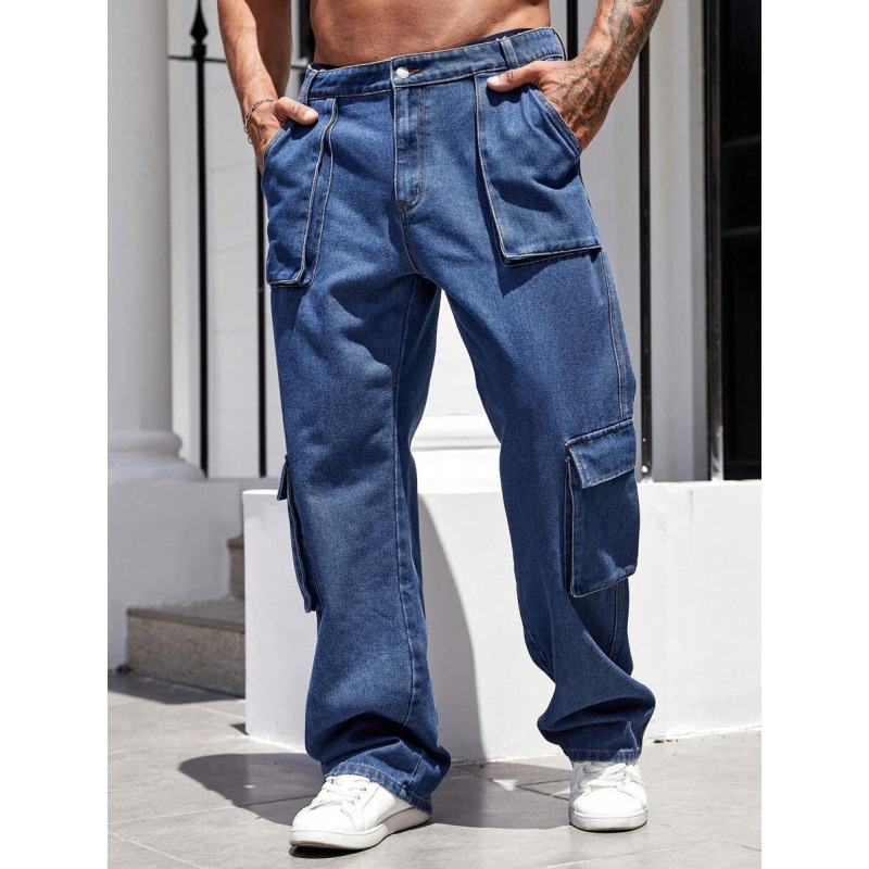 Otoño nuevo comercio exterior transfronterizo denim hombre bolsillo lateral casual pantalones de trabajo