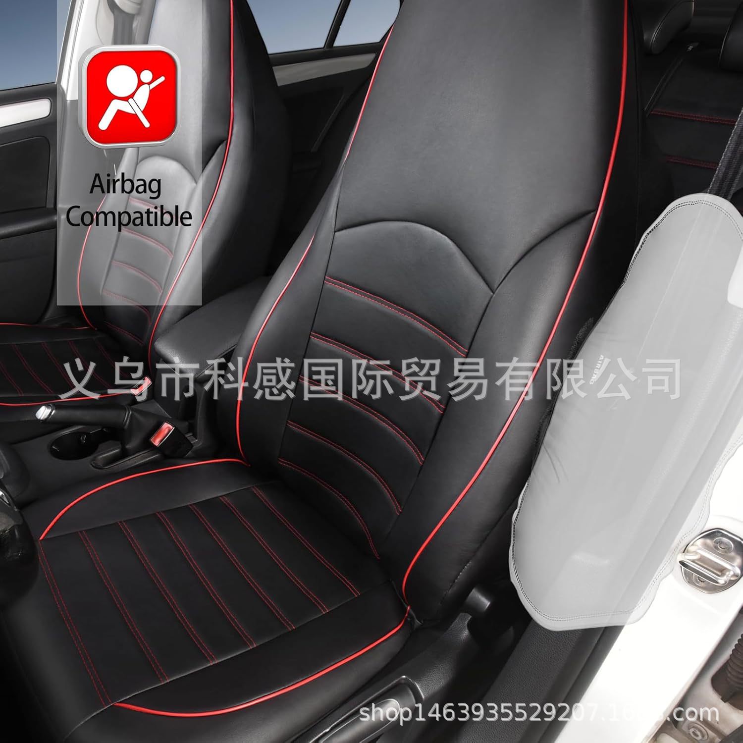 Cross-border best-selling PU leather double-stitch high-back pull-strap universal car seat cover for Amazon, Temu, and Mercado Libre