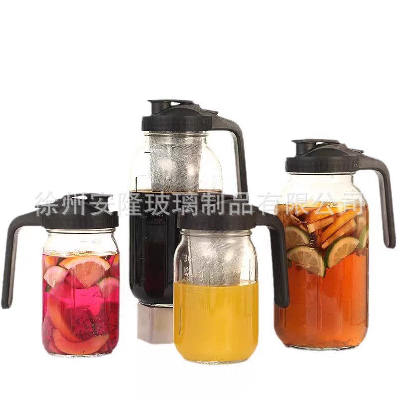 Amazon 32 オンス メイソン ドリンク ガラス ボトル コーヒー 64 オンス スケール付きメイソン ジャー コールド ポット ハンドル カバー カップ|undefined