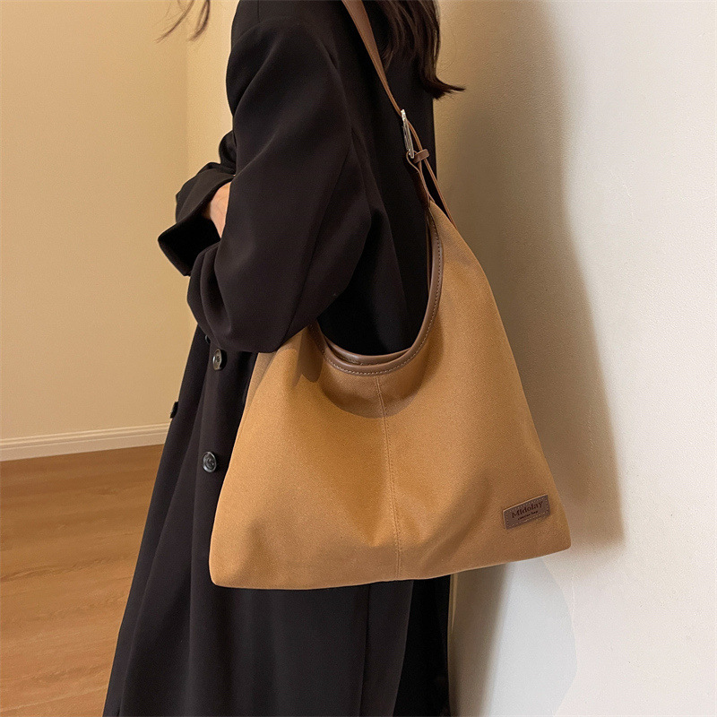 简约2025帆布新款百搭单肩包包女大容量时尚休闲高级洋气托特小众