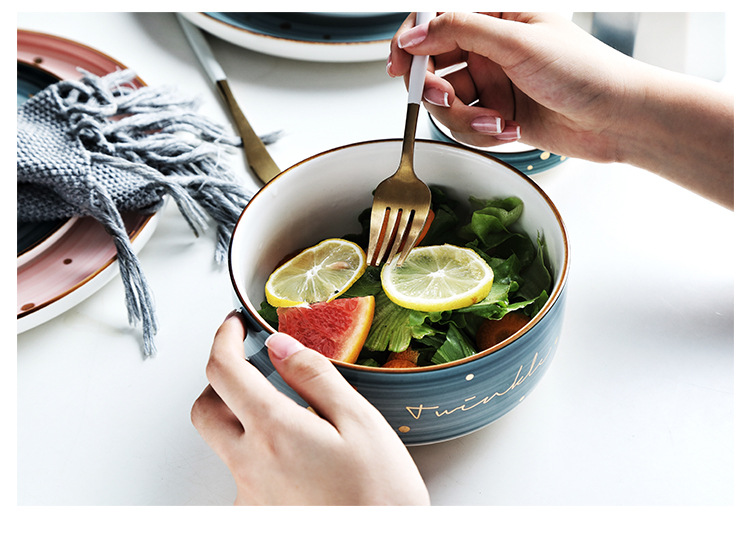 碗碟套装北欧创意个性家用轻奢陶瓷碗筷碗盘精致网红餐