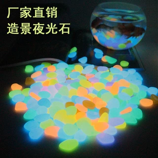50PCS装夜光石 园艺鱼缸花园造景发光石子跨境货源荧光鹅卵石工厂