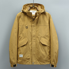 设计师原创秋季男式连帽工装冲锋衣茄克加肥加大码潮流肥佬休闲新