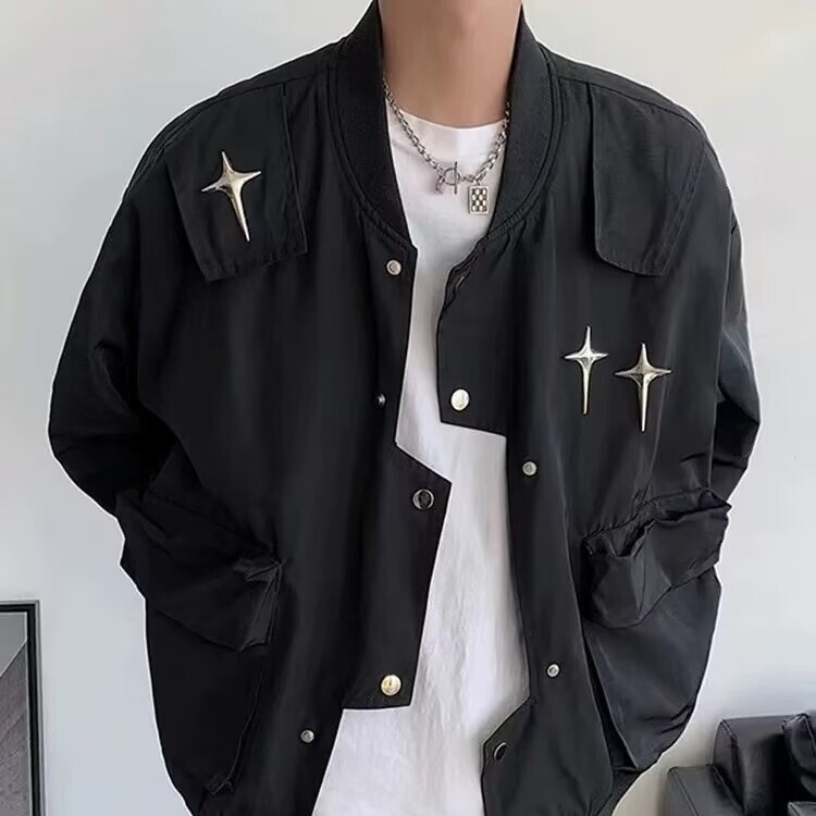 American-Style Vibe Baseball Jacket for Men, Spring Trendy Motorcycle Pilot Jacket, High Street Outerwear, Spring and Autumn Niche Fashion Brand American-Style Vibe Baseball Jacket for Men, Spring Trendy Motorcycle Pilot Jacket, High Street Outerwear, Spring and Autumn Niche Fashion Brand