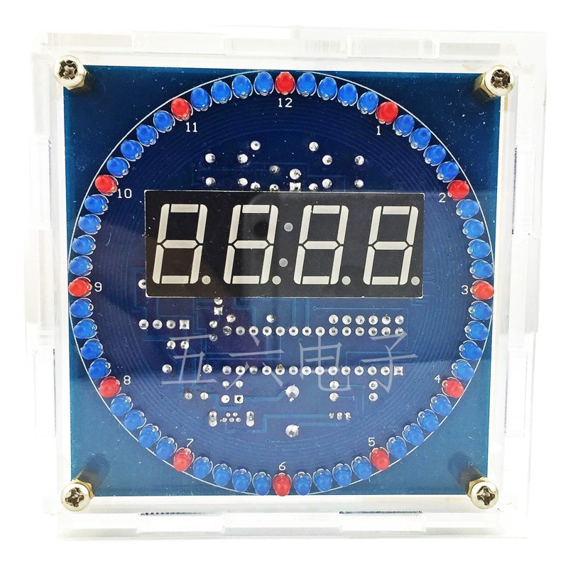 Четырехпозиционный вращающийся электронный часы с контролем температуры часы управления освещением DS1302 вращающийся светодиодный комплект Детали для самостоятельной сборки TJ-56-262