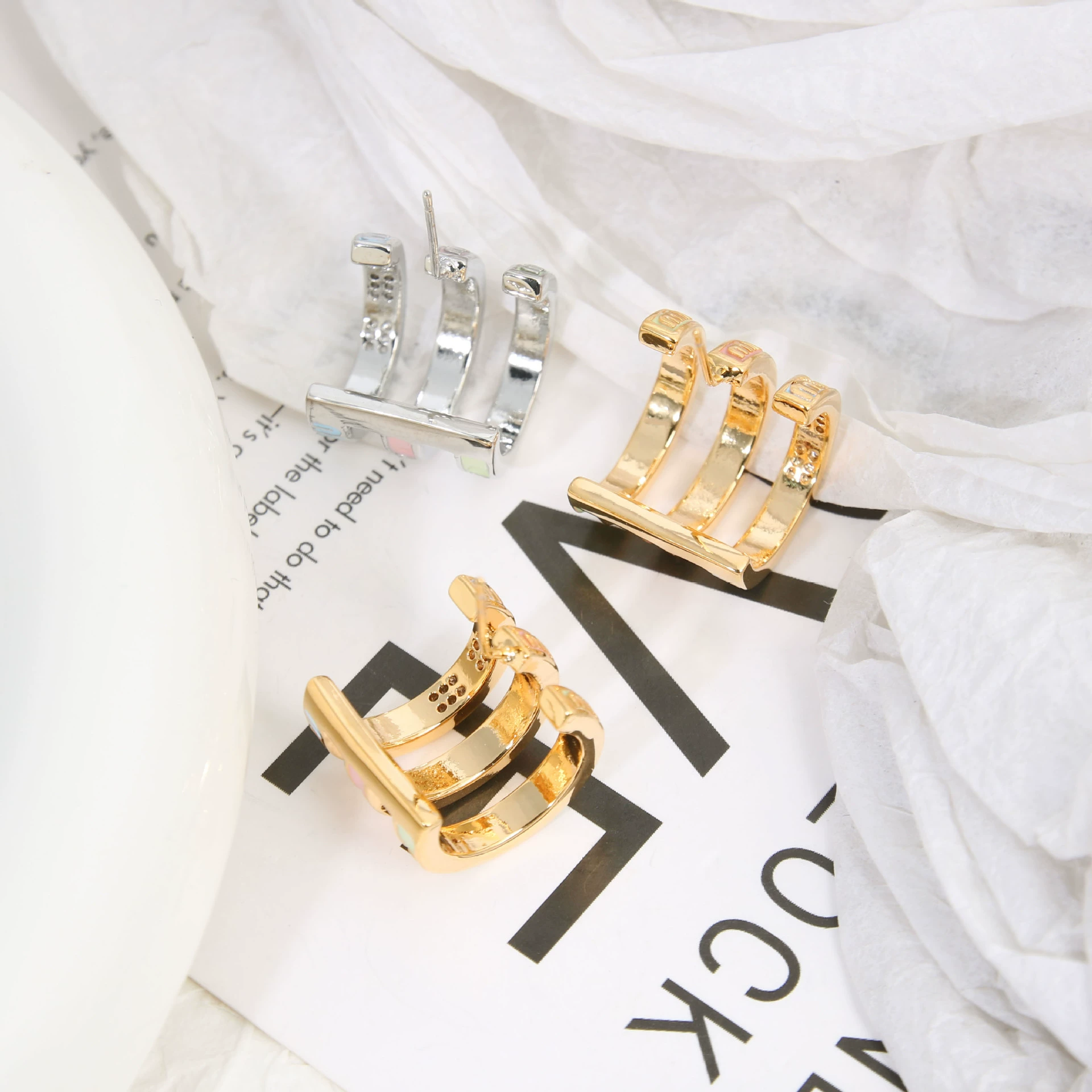 Set, small sophisticated earrings, simple and elegant design, high-quality style, 2024 years, internet celebrity
