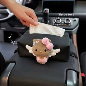 Cute KT car tissue box cover for sun visor, armrest box, car seat tissue hanging bag for women