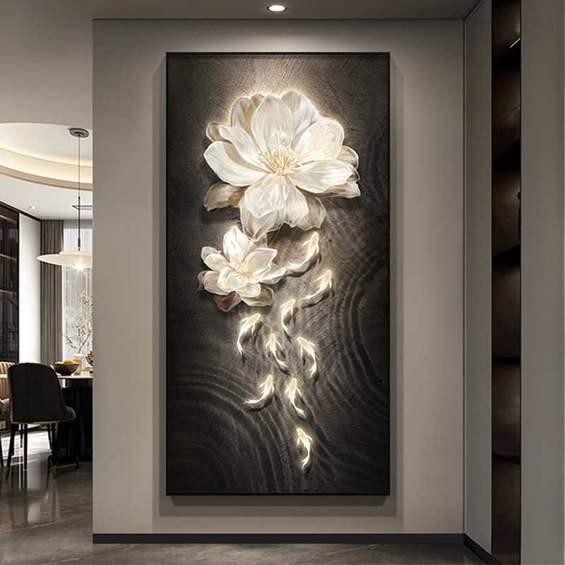 轻奢高级感入户玄关九鱼图装饰画2025新款高端大气过道走廊挂画|undefined