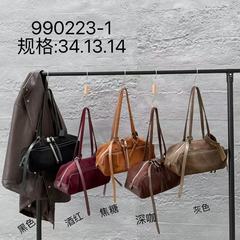 跨境磨砂牛皮保龄球包中古时尚麂皮单肩包欧美时尚真皮腋下包