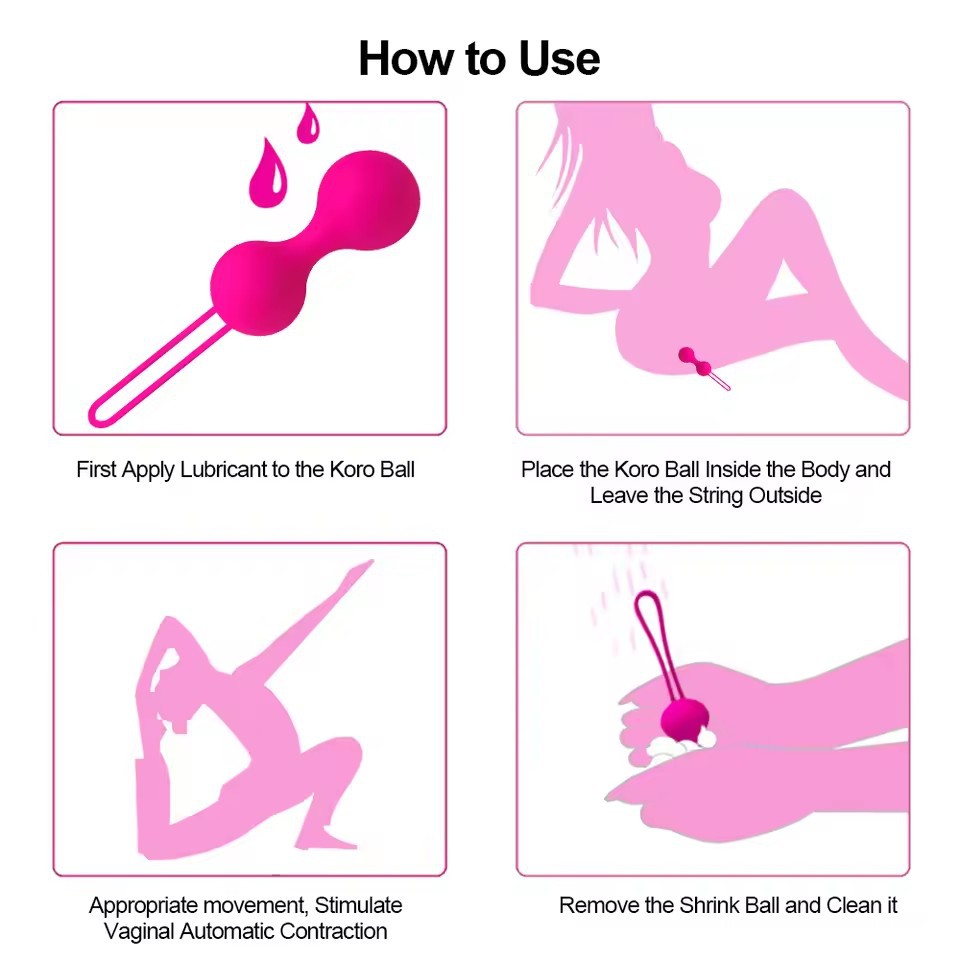 Vaginal Dumbbell Kegel Trainer 3-Piece Set, Silicone Vibrating Pelvic Floor Balls, Pink — detail image 11