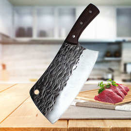 家用不锈钢锻打鸡翅木菜刀超快高硬度锋利斩切两用刀厨师砍骨刀具