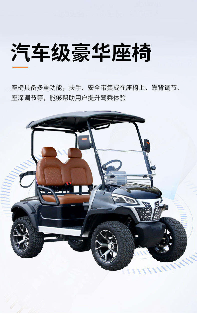 2-Seater Electric Golf Cart, Tourist Attraction Vehicle, Export Model, Resort Golf Course Electric Sightseeing Vehicle