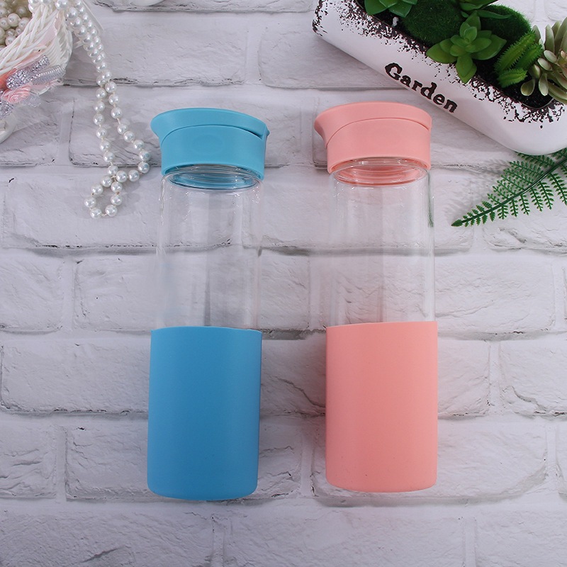 Tazas de cristal de comercio exterior simple tazas de agua portátiles de moda creativas tazas de silicona