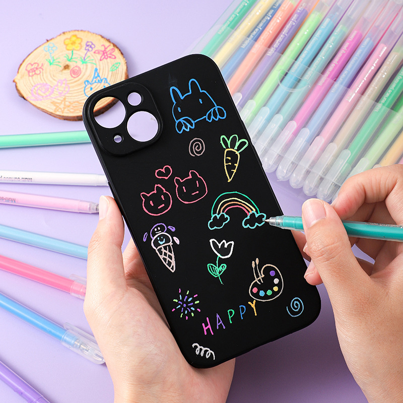 아크릴 손으로 그린 ??펜 모바일 폰 스티커 브러시 물컵 펜 홀더 네일 아트 펜 스티커 카메라 귀여운 손으로 그린 ??중립 펜 48색