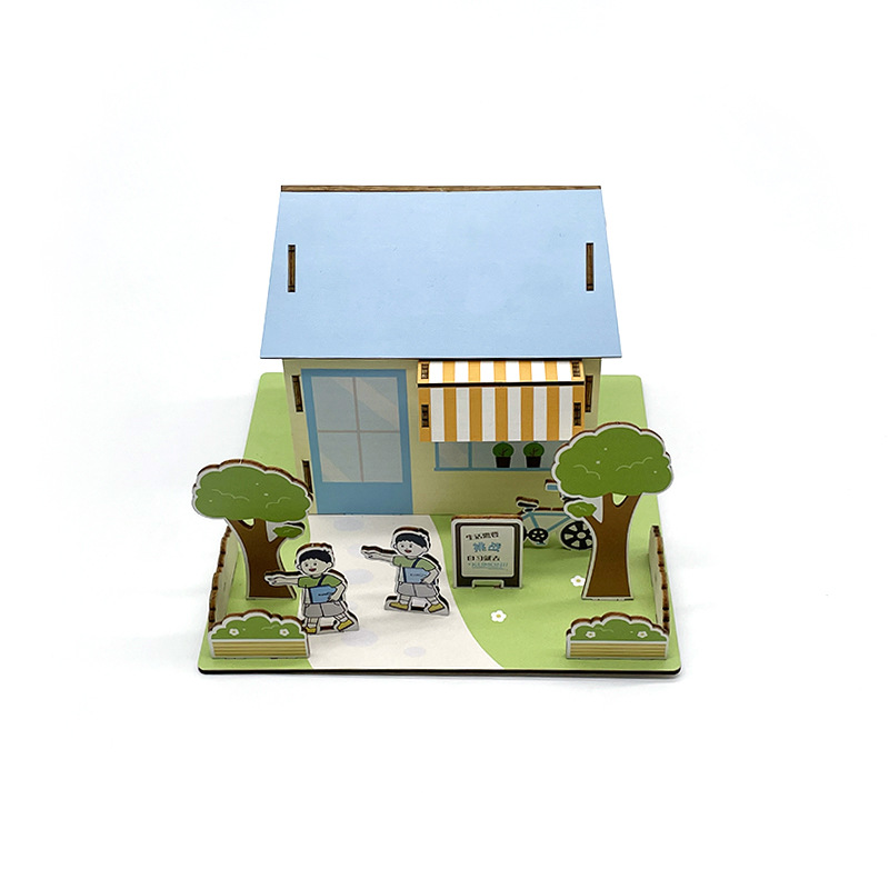 Puzzle de madera Juguete Stereo Hecho a mano Simulación Modelo de construcción Hecho a mano Casa de madera Stereo 3D