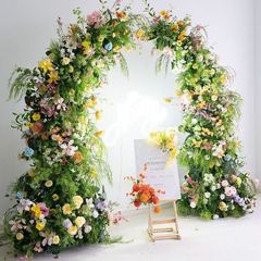 田园森系牛角拱门花艺 求婚活动仪式背景橱窗婚礼装饰仿真假花