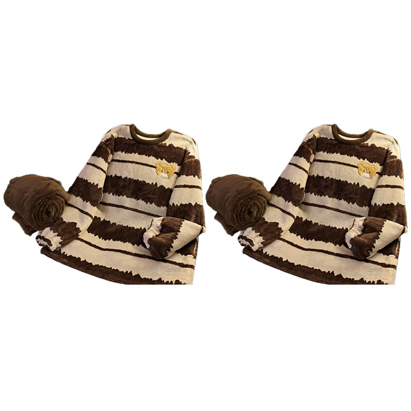 秋冬フランネルのカップルのパジャマは女性のサンゴのベルベットの家の服の男性の漫画の冬の新型を厚くします。