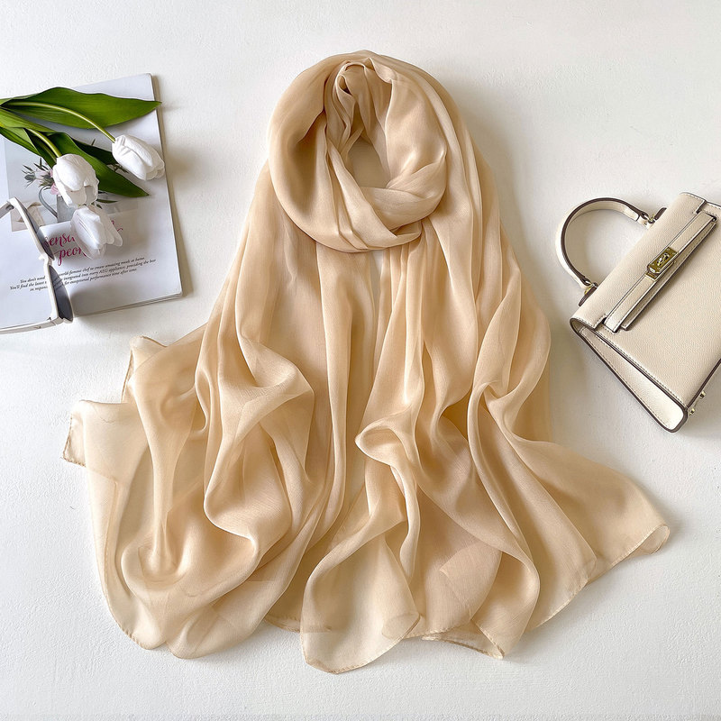 New Solid Color All-match Yourou Yarn Scarf Women's Imitation Silk Korean Style Silk Scarf Women's Summer Sunscreen Shawl Imitation Beach Towel New Solid Color All-match Yourou Yarn Scarf Women's Imitation Silk Korean Style Silk Scarf Women's Summer Sunscreen Shawl Imitation Beach Towel