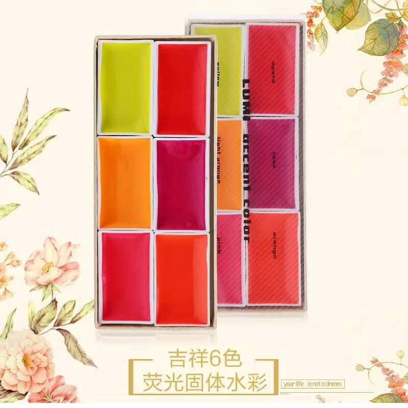Authentic Japanese Lucky Colors Chinese Painting Pigments Watercolor Solid Painting Colors 12 Colors