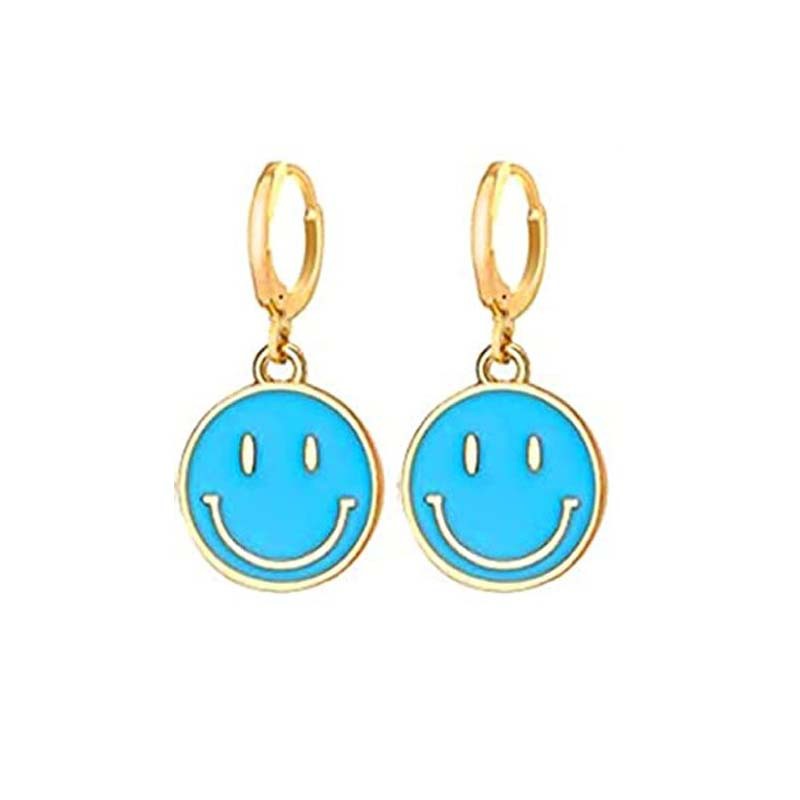 1 Par Estilo Simple Cara Sonriente Mariposa Relámpago Metal Esmalte Ahuecar Mujeres Pendientes De Gota display picture 4