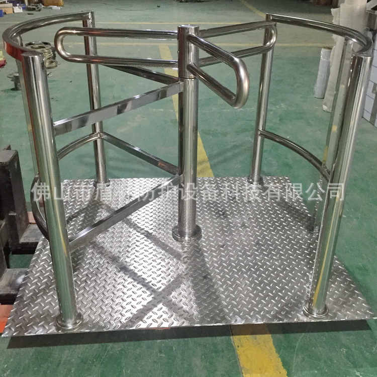 带底板可移动式单向门超市车站不锈钢成品手动旋转半高转闸机厂家