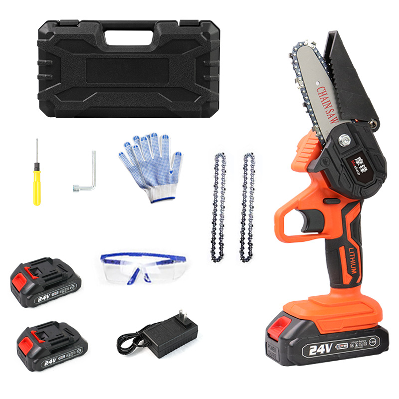 4寸6寸锂电锯充电款木工锯手提小型伐木园林便携电链锯跨境专供