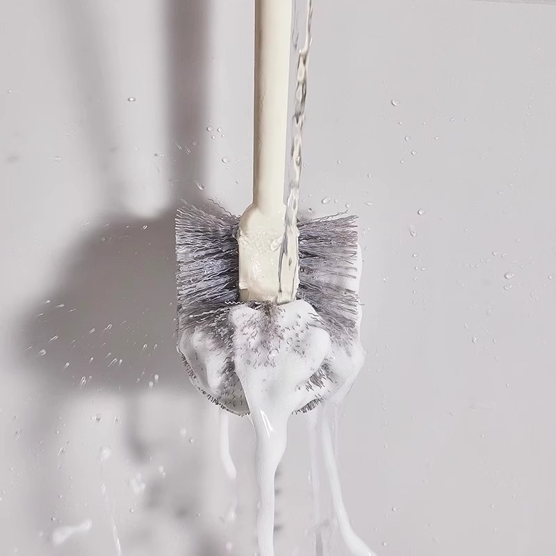 Nuevo tipo de cepillo de inodoro sin esquina muerta, inodoro doméstico, cepillo de limpieza de inodoro, mango largo colgado en la pared, cepillo de limpieza