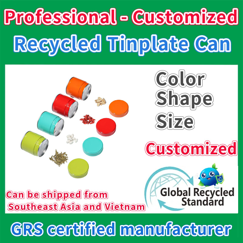 Mini Recycled Tin Tea-leaves Caddy GRS Certified Sealed Pot
