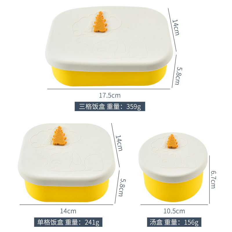 Fiambrera de silicona, bento de grado alimenticio, plato de almuerzo, horno microondas, comedor para niños de escuela primaria, lonchera para trabajadores de oficina