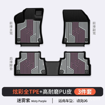 Modelə uyğun ayaqaltı: Z20 Special Car Model, Colorful Tpe - misty-purple-06-3-piece-set-20-25-stylesdouble-layer-full-tpepu-processhigh-side-protectionstandard-set