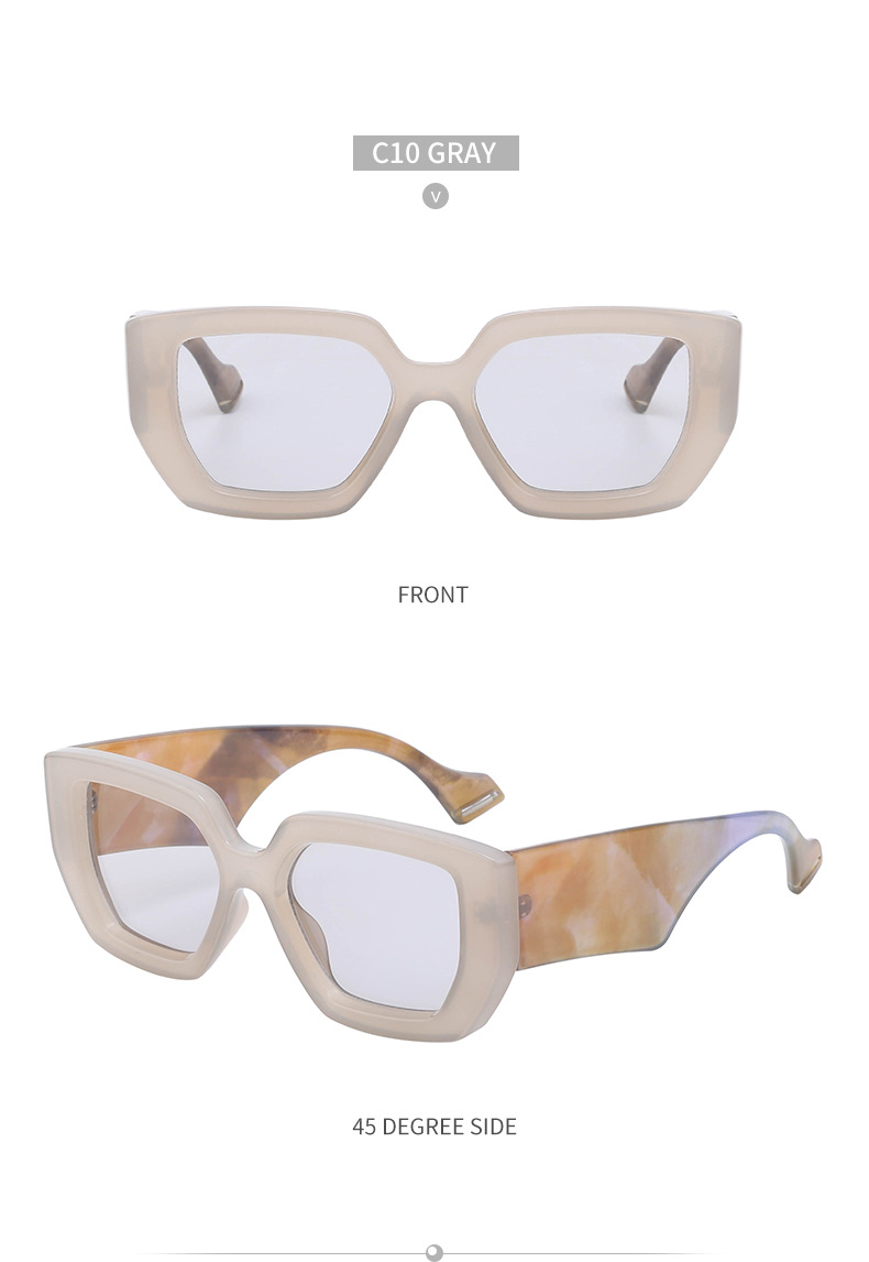 70g Weight Full Frame Glasses Structure Sunglasses Classification PC, UV400 Protection Lens Material Square Glasses Style Street Occasion Geometric Pattern Women'S Gender IG Style Style IG Style Geometric PC UV400 Protection Square Full Frame Women's Sunglasses 10