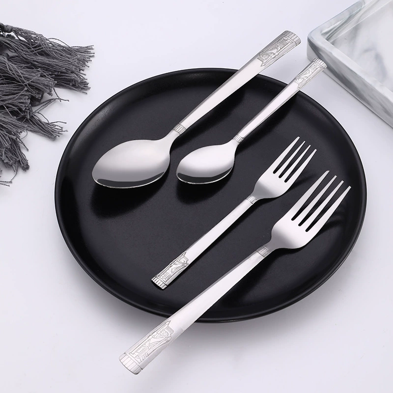 Фабрика Оптовая Бытовая столовая ложка из нержавеющей стали вилка отель западный ресторан вилка ложка десерт перемешивание ложка