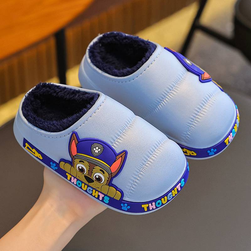 Zapatillas de algodón para niños de invierno para niños, niñas y niños, calentamiento de terciero impermeable para bebés, zapatos de talón de algodón