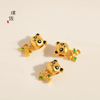 金店同款沙金熊猫竹子小滴溜diy配件手工编织手链手串绳小配饰