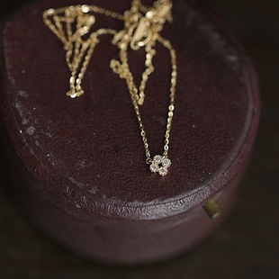 S925 Sterling Silver Plated 14K Gold Mini Cross Zircon Flower Japanese Style Necklace Exquisite Simple Clavicle Chain