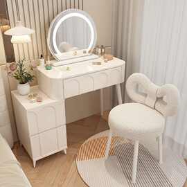 现代简约梳妆台卧室小户型奶油风梳妆台床头收纳斗柜加镜子化妆桌
