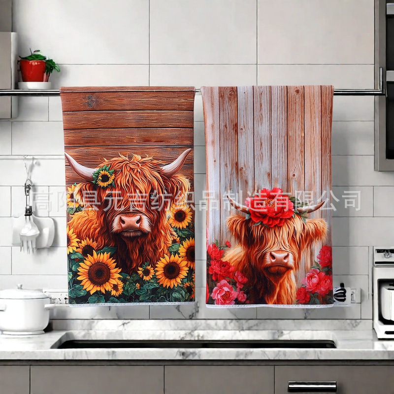 in stock microfiber western farmhouse fun animal printed dish towel scouring pad