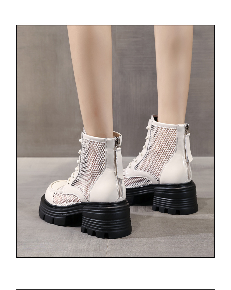 Boot martin nữ đục lỗ đế dày gót thô ML5988-1 — Màu be, Màu đen chi tiết 13