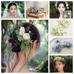 25森女森系の爆発物のシミュレーション花の花嫁の写真の頭飾りの撮影の形のヘアピンの頭飾りの旅は撮影します。