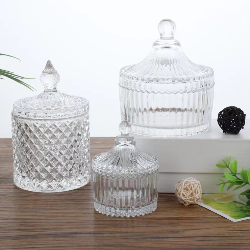 创意蒙古包罗马罐玻璃糖果罐带盖玻璃烛台手工DIY蜡烛杯供应