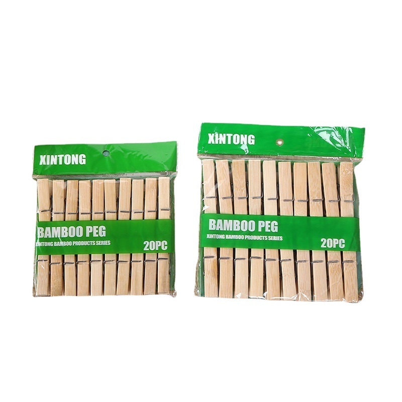 Gran tamaño 7.5cm 20 bolsas de bambú abrazadera de ropa de secado de bambú casero abrazadera de ropa de secado de bambú multifuncional abrazadera de bambú a prueba de viento al por mayor